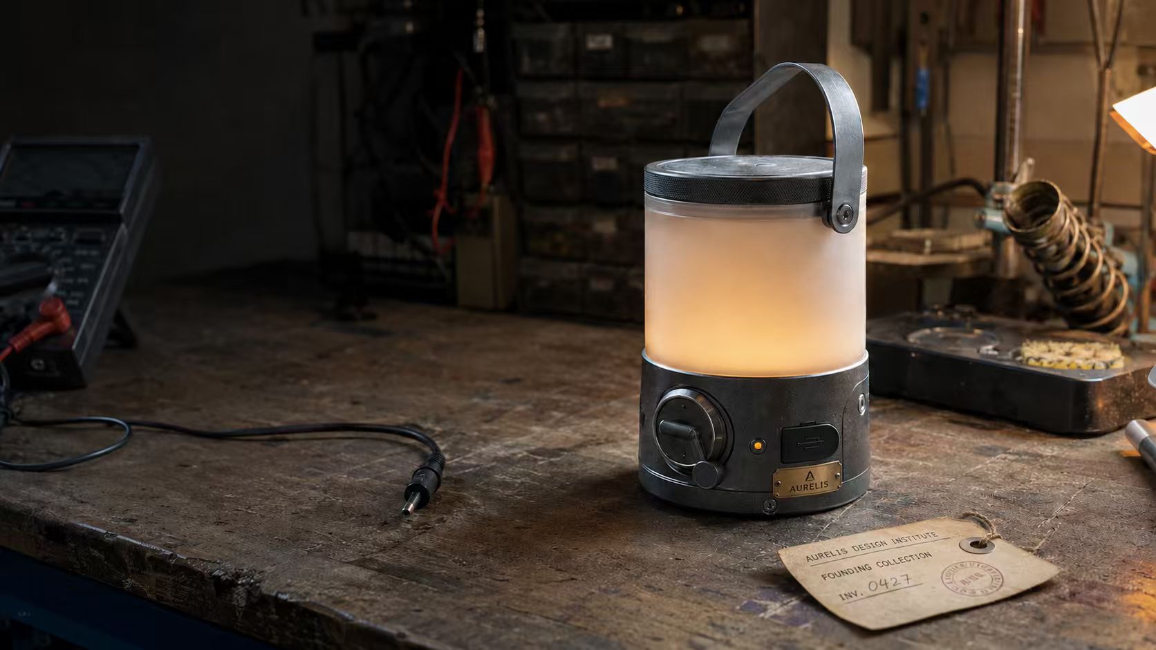 An early AURELIS lamp prototype on an engineer’s basement workbench